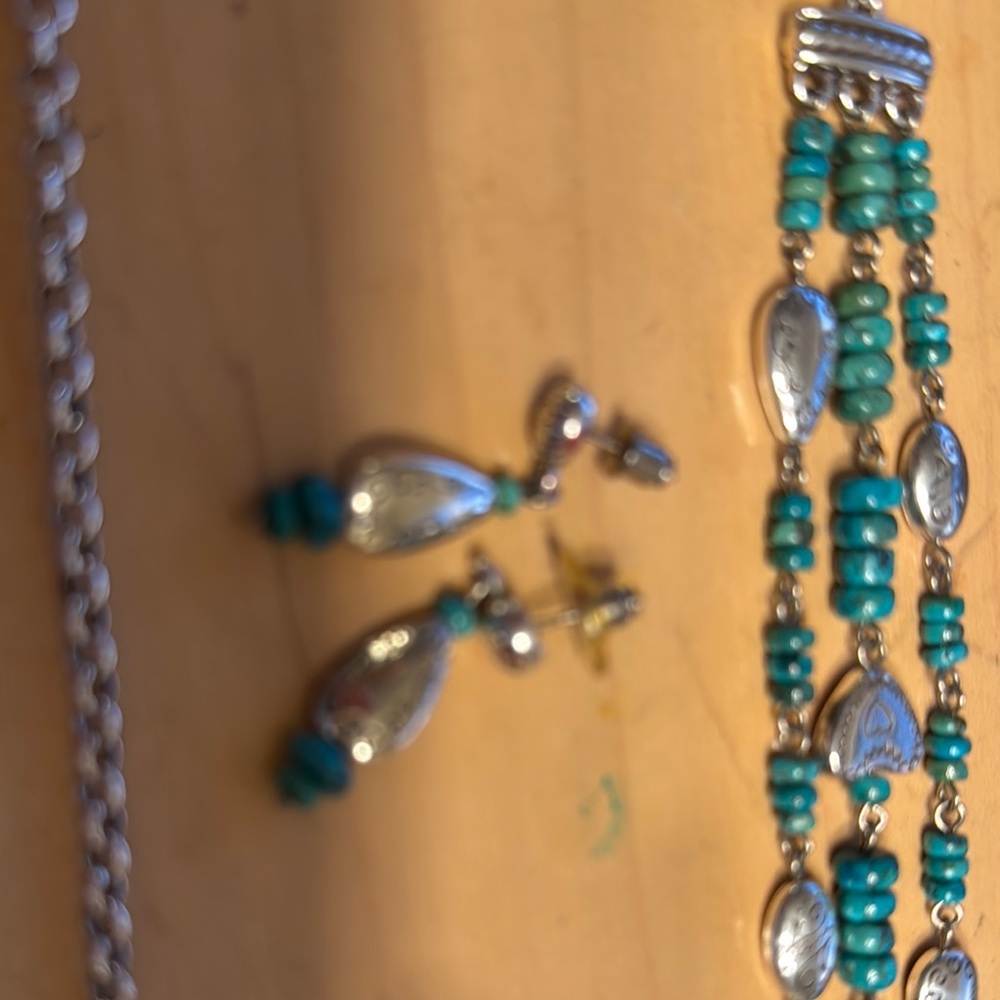 Brighton Silver and Turquoise Necklace Set - Picture 5 of 5